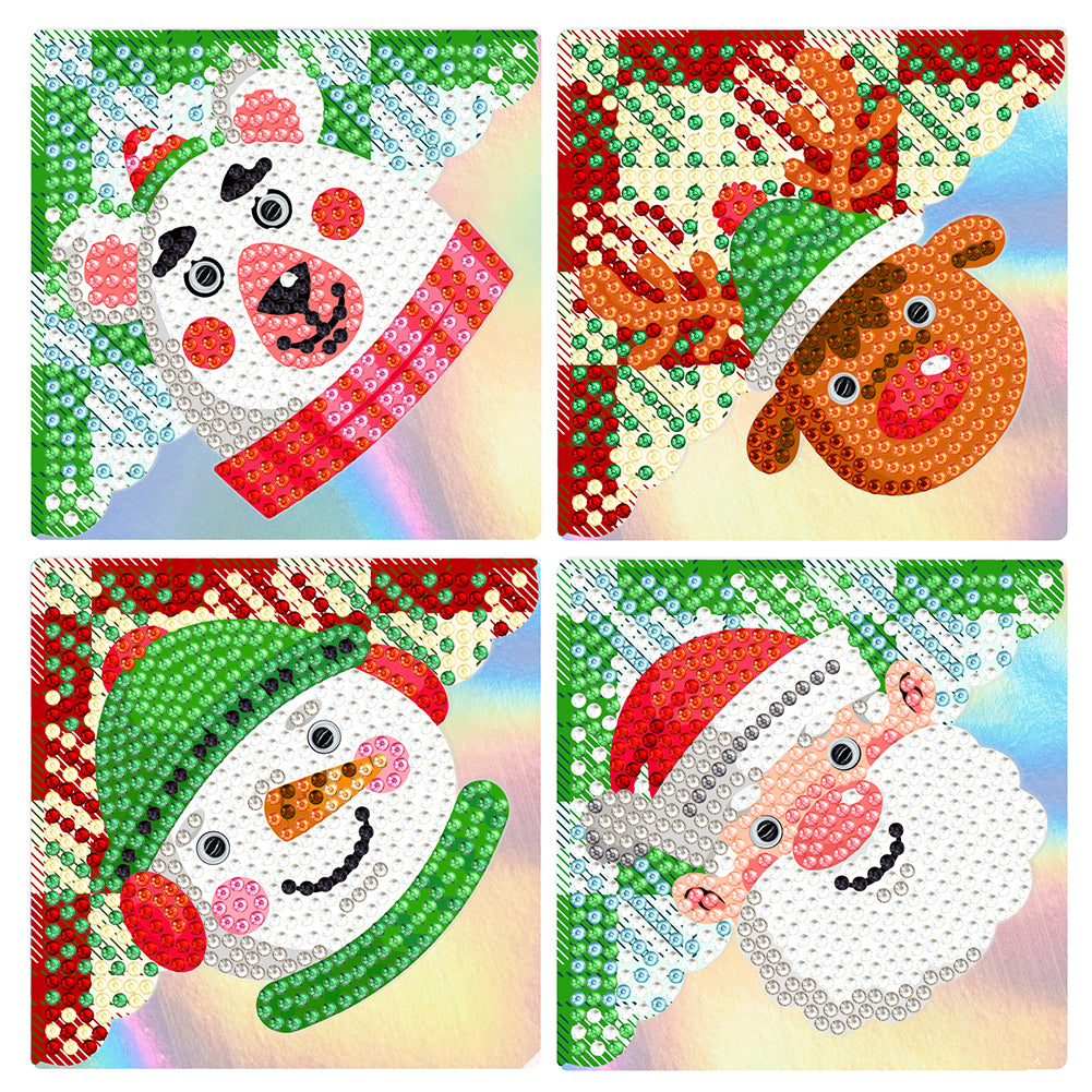 4Pcs PVC DIY Diamond Painting Bookmark Art Projects Gift (Cartoon Snowman 7)