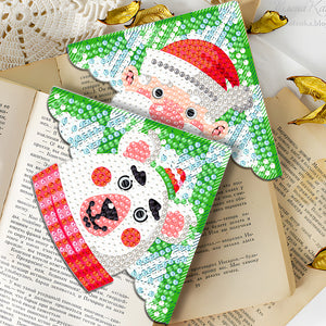 4Pcs PVC DIY Diamond Painting Bookmark Art Projects Gift (Cartoon Snowman 7)