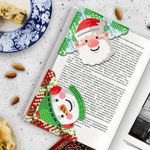 4Pcs PVC DIY Diamond Painting Bookmark Art Projects Gift (Cartoon Snowman 7)
