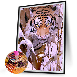Tiger In The Snow 30*40CM(Canvas) Full Round Drill Diamond Painting