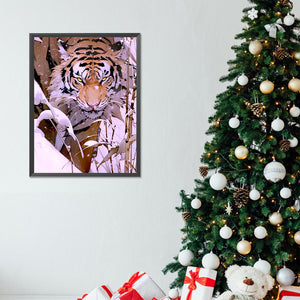 Tiger In The Snow 30*40CM(Canvas) Full Round Drill Diamond Painting