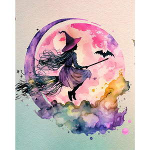 Yishu - Moon Girl Witch - 50*60CM 11CT 3 Stamped Cross Stitch