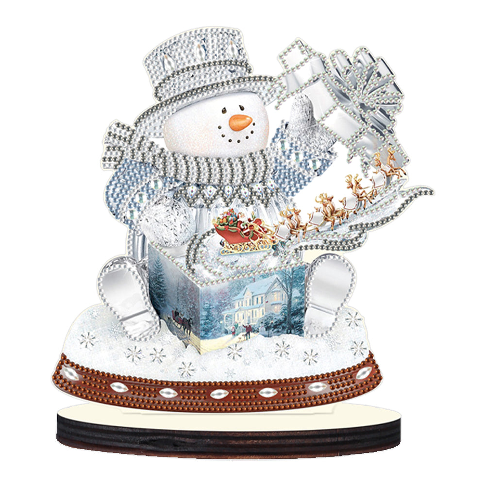 Christmas Snowman Wooden Desktop Diamond Painting Ornament (8)