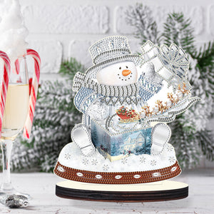 Christmas Snowman Wooden Desktop Diamond Painting Ornament (8)
