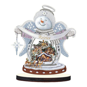 Christmas Snowman Wooden Desktop Diamond Painting Ornament (11)