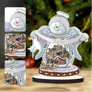Christmas Snowman Wooden Desktop Diamond Painting Ornament (11)