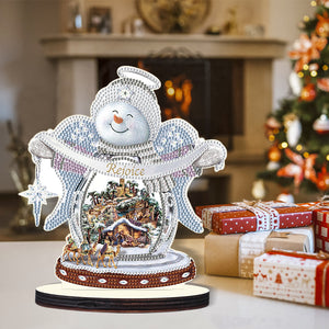 Christmas Snowman Wooden Desktop Diamond Painting Ornament (11)