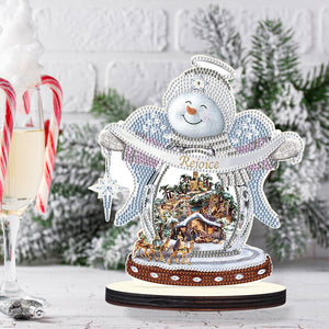 Christmas Snowman Wooden Desktop Diamond Painting Ornament (11)