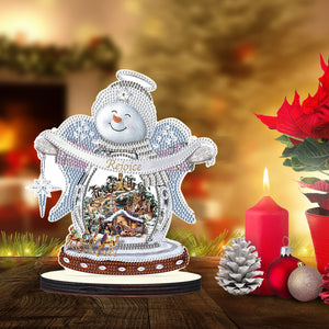Christmas Snowman Wooden Desktop Diamond Painting Ornament (11)