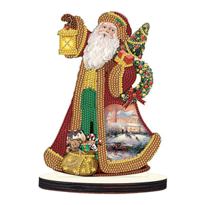 Christmas Wooden Desktop Diamond Painting Ornament Diamond Table Decor (Santa 2)