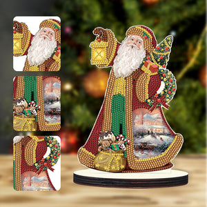 Christmas Wooden Desktop Diamond Painting Ornament Diamond Table Decor (Santa 2)