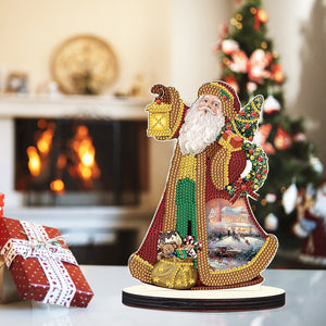 Christmas Wooden Desktop Diamond Painting Ornament Diamond Table Decor (Santa 2)