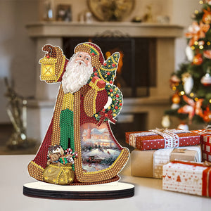 Christmas Wooden Desktop Diamond Painting Ornament Diamond Table Decor (Santa 2)