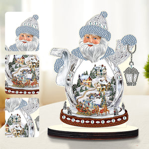 Christmas 2PCS Wooden Xmas Snowman Desktop Diamond Painting Ornament (4)