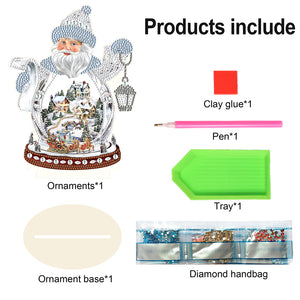 Christmas 2PCS Wooden Xmas Snowman Desktop Diamond Painting Ornament (4)