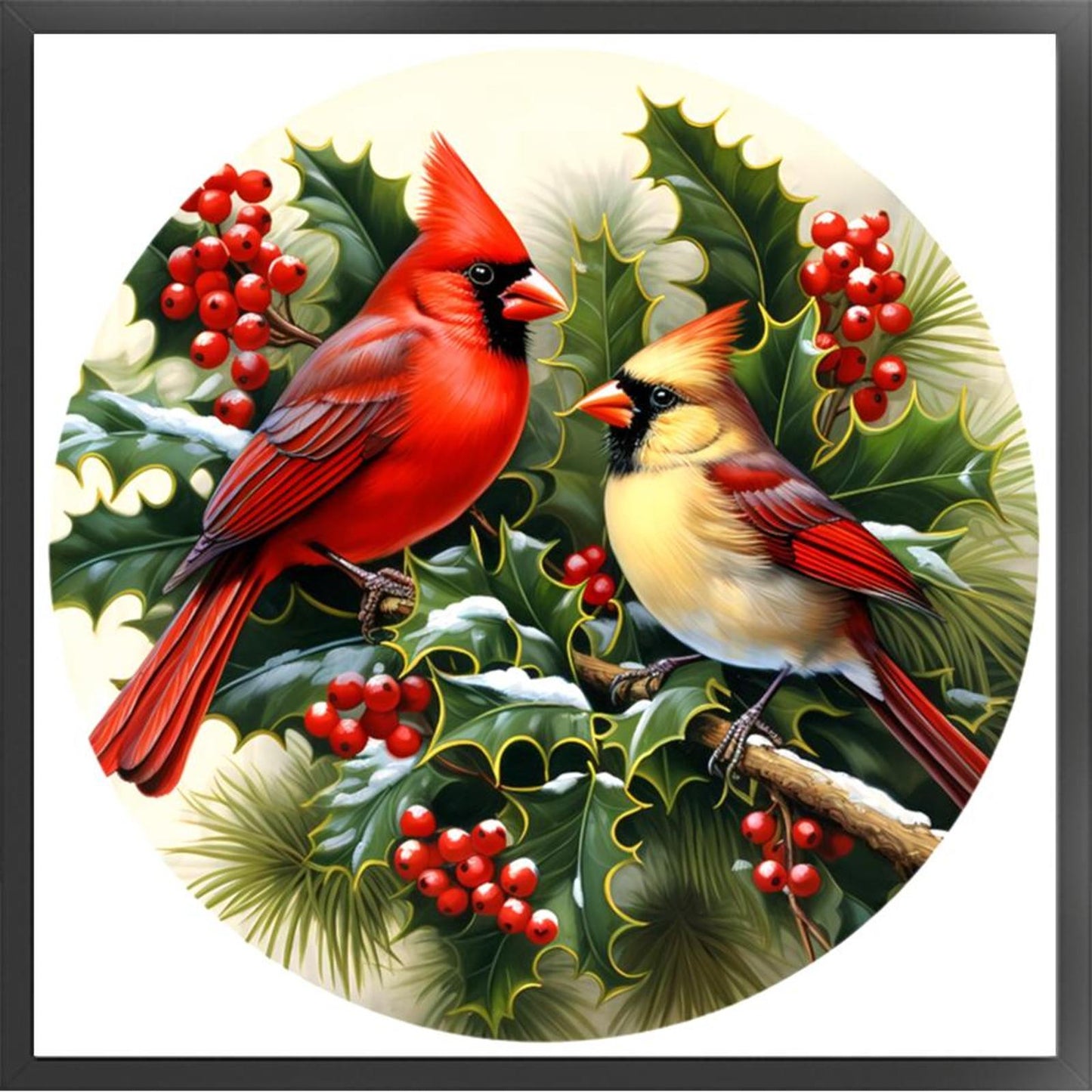 Christmas Red Bird - Full 11CT Stamped Cross Stitch 40x40CM - Huacan