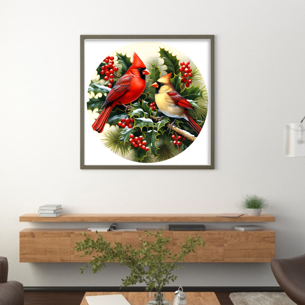 Christmas Red Bird - Full 11CT Stamped Cross Stitch 40x40CM - Huacan