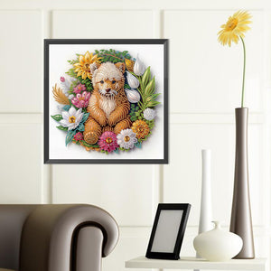Simple Unhappy Bear 40*40CM(Canvas) Partial Special Shaped Drill Diamond Painting