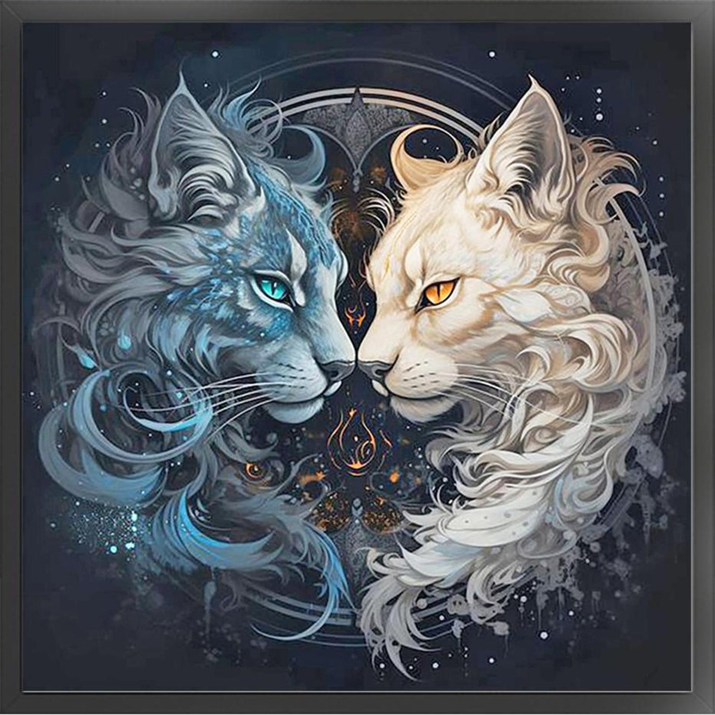 Yin-Yang Cat - Full 11CT Stamped Cross Stitch 40x40CM - Yishu