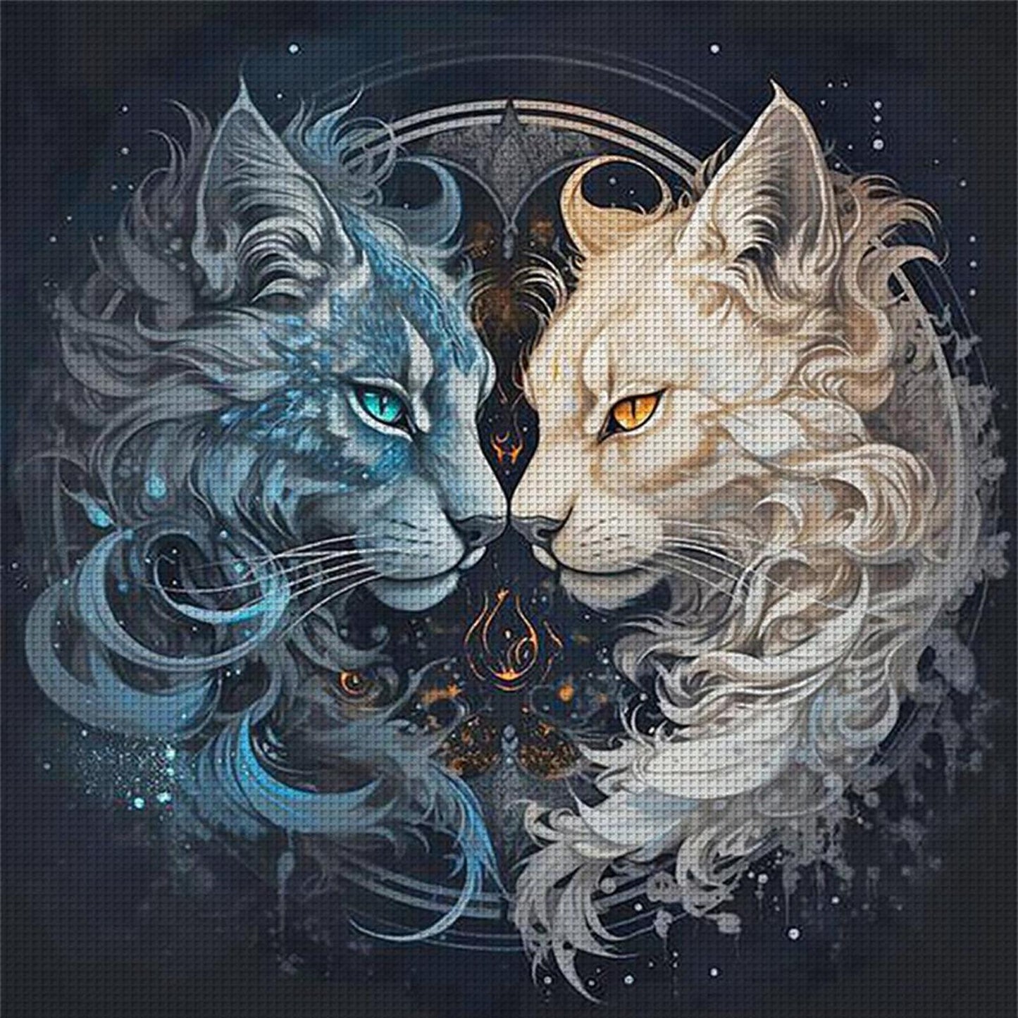 Yin-Yang Cat - Full 11CT Stamped Cross Stitch 40x40CM - Yishu