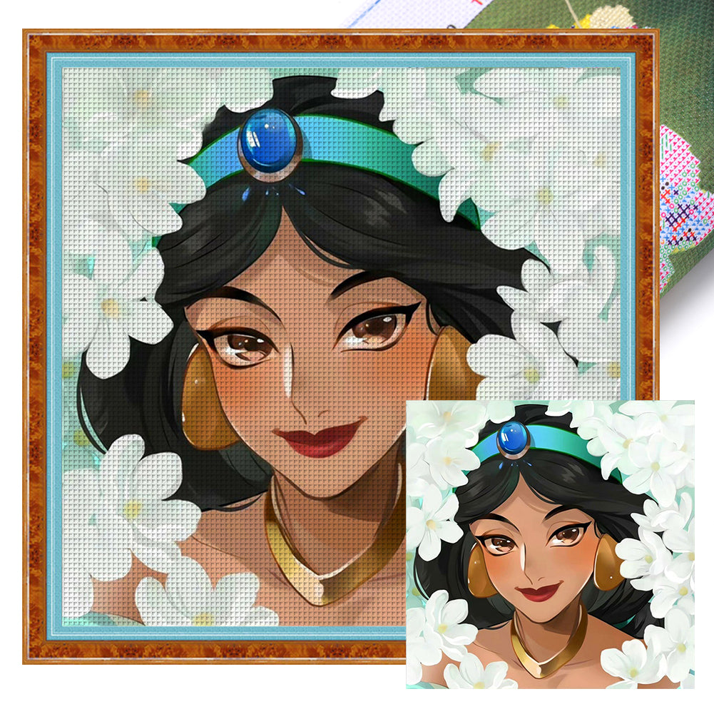 Huancan - Princess Jasmine - 50*50CM 11CT 3 Stamped Cross Stitch