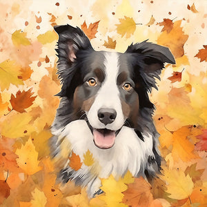 Maple Leaf Puppy 30*30CM(Canvas) Full Round Drill Diamond Painting