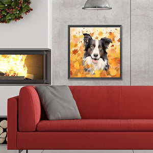 Maple Leaf Puppy 30*30CM(Canvas) Full Round Drill Diamond Painting