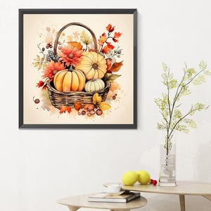Pumpkin Flower Basket 30*30CM(Canvas) Full Round Drill Diamond Painting
