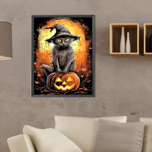Load image into Gallery viewer, Black Cat And Jack-O&#39;-Lantern 30*40CM(Canvas) Full Round Drill Diamond Painting
