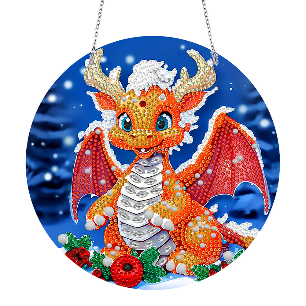 Suncatcher Double Sided Diamond Painting Hanging Decoration (Christmas Dragon)