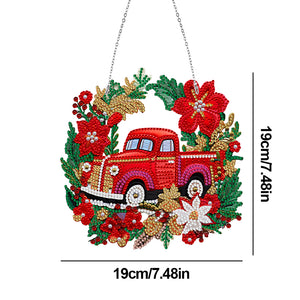 Suncatcher Single Sided Diamond Painting Art Hanging Decor (Christmas Truck 15)