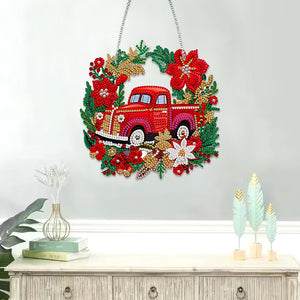 Suncatcher Single Sided Diamond Painting Art Hanging Decor (Christmas Truck 15)