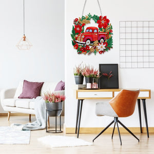 Suncatcher Single Sided Diamond Painting Art Hanging Decor (Christmas Truck 15)