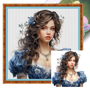 Yishu - Girl - 50*50CM 11CT 3 Stamped Cross Stitch