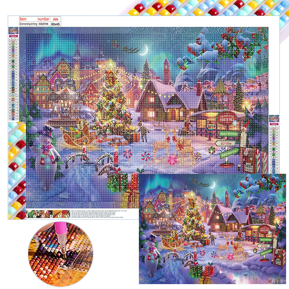 Christmas Snow Scene 60*45CM(Canvas) Full Square Drill Diamond Painting