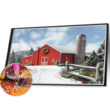 Load image into Gallery viewer, Red House In Snow Scene 40*30CM(Canvas) Full Round Drill Diamond Painting
