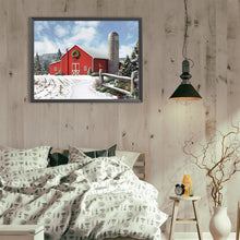 Load image into Gallery viewer, Red House In Snow Scene 40*30CM(Canvas) Full Round Drill Diamond Painting
