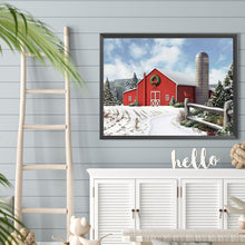 Load image into Gallery viewer, Red House In Snow Scene 40*30CM(Canvas) Full Round Drill Diamond Painting
