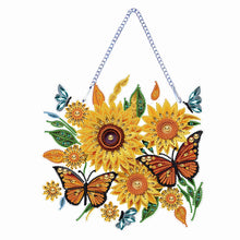 Load image into Gallery viewer, Sunflower 2D Flat DIY Hanging Diamond Art Kits Special Shape Diamond Art Pendant
