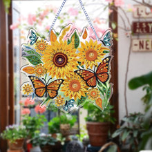 Load image into Gallery viewer, Sunflower 2D Flat DIY Hanging Diamond Art Kits Special Shape Diamond Art Pendant

