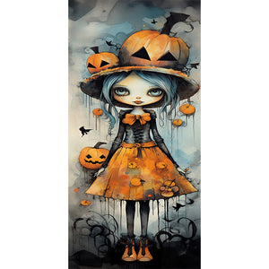 Halloween Pumpkin Witch 30*70CM(Canvas) Full Round Drill Diamond Painting