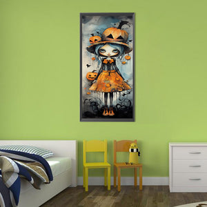 Halloween Pumpkin Witch 30*70CM(Canvas) Full Round Drill Diamond Painting