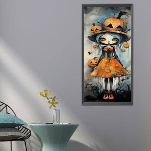 Halloween Pumpkin Witch 30*70CM(Canvas) Full Round Drill Diamond Painting
