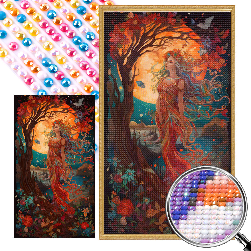 Beauty Under The Moon 40*70CM(Picture) Full Round Drill Diamond Painting