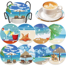 Load image into Gallery viewer, 8PCS Wood Special Shape Diamond Painting Art Coaster Kit (Beach Holiday)
