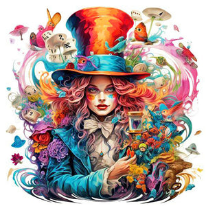 Mad Hatter Alice 40*40CM(Canvas) Full Round Drill Diamond Painting