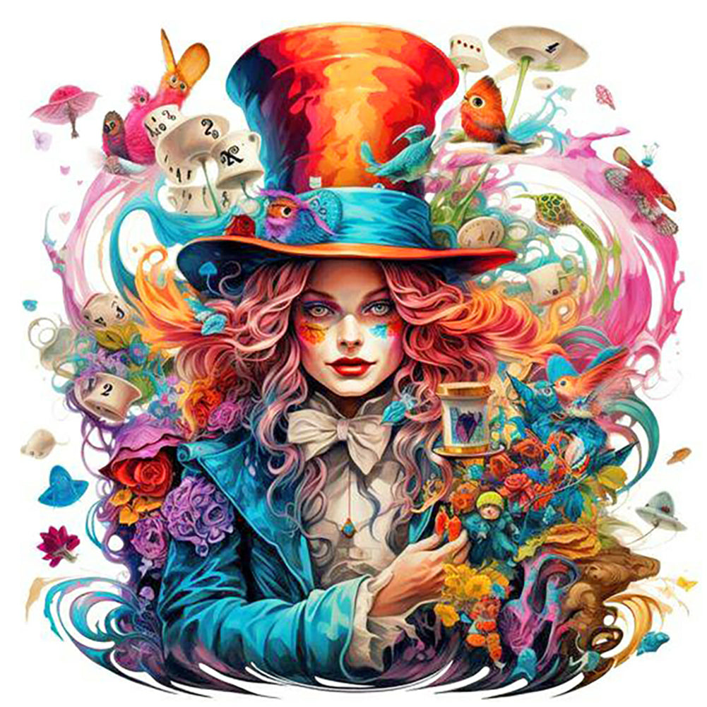 Mad Hatter Alice 40*40CM(Canvas) Full Round Drill Diamond Painting