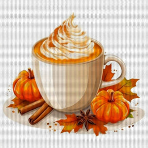 Huancan - Pumpkin Coffee - 50*50CM 11CT 3 Stamped Cross Stitch