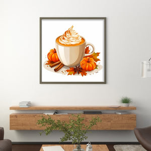 Huancan - Pumpkin Coffee - 50*50CM 11CT 3 Stamped Cross Stitch