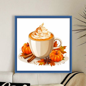 Huancan - Pumpkin Coffee - 50*50CM 11CT 3 Stamped Cross Stitch